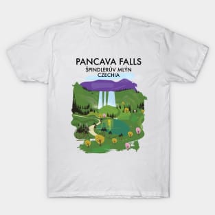 Pancava Falls Špindlerův Mlýn, Czechia travel poster. T-Shirt